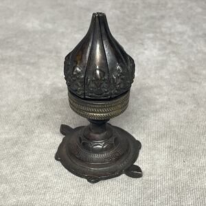 Antiq Bronze Lotus Flower Incense Holder Tibetan Hindu God Ganesh Candle Holder
